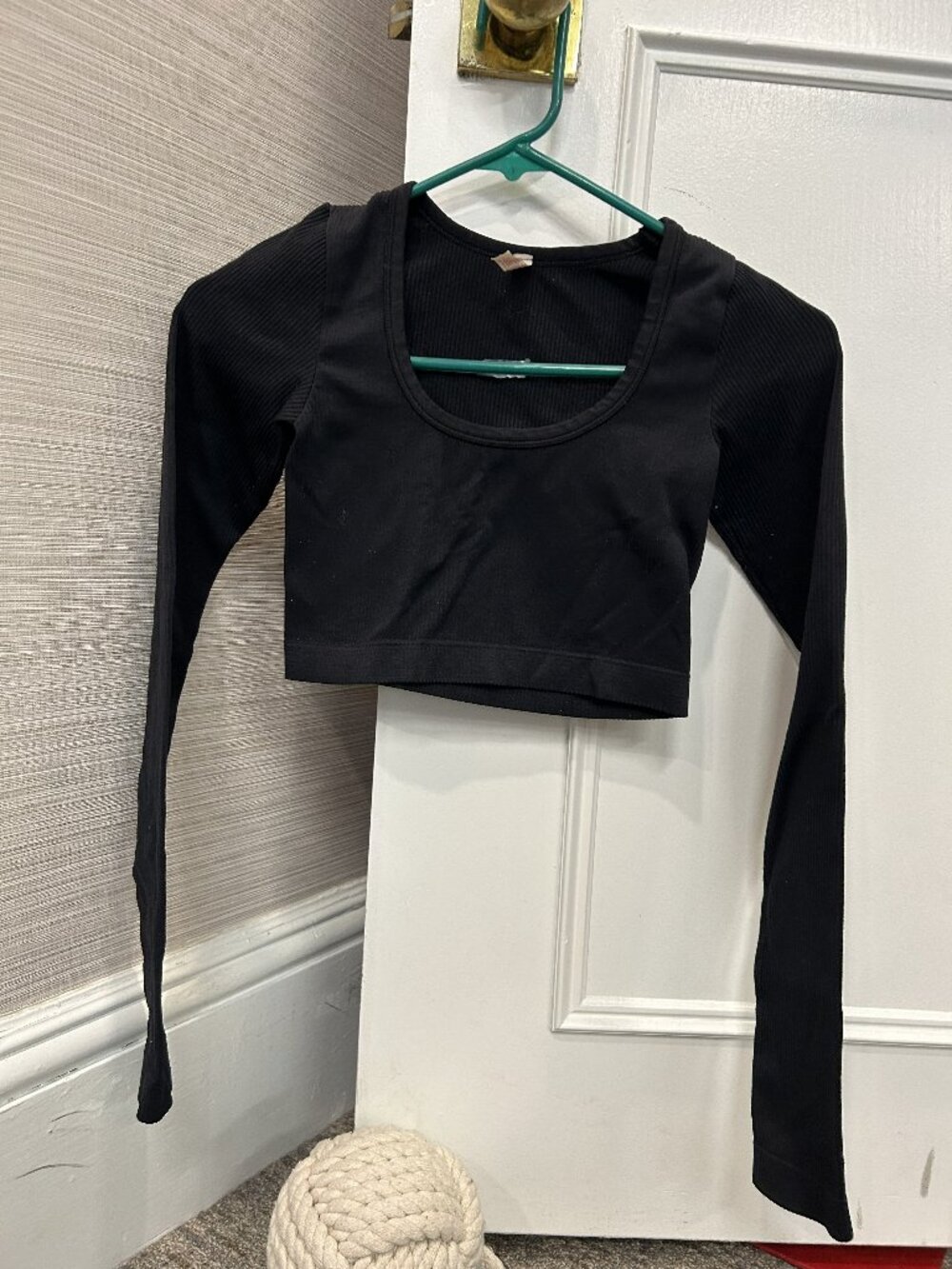 Black Long Sleeve Crop Top